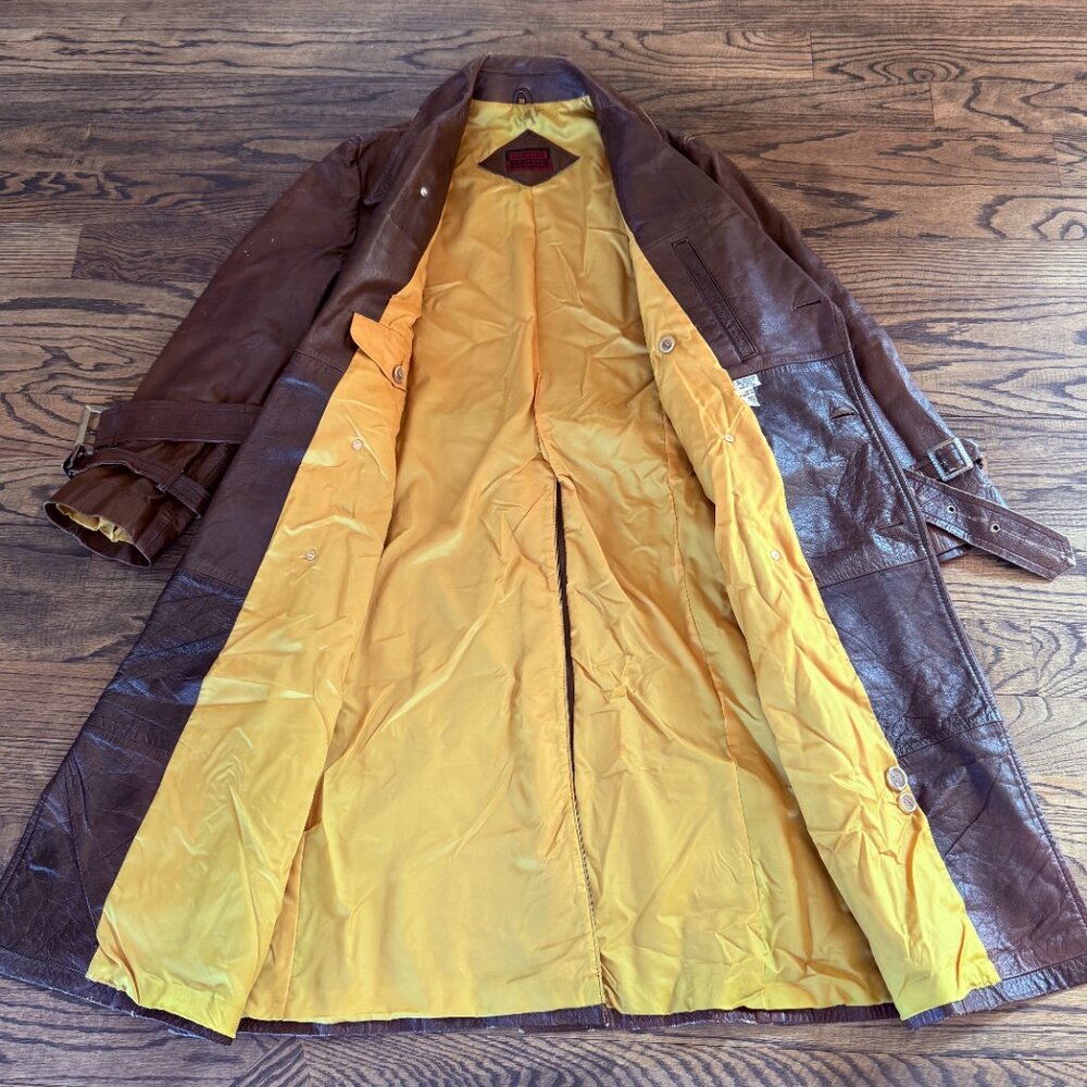 Vintage Leathercraft Process in New York Co. Real Leather Trench Coat Belt Sz 38 - Picture 3 of 6